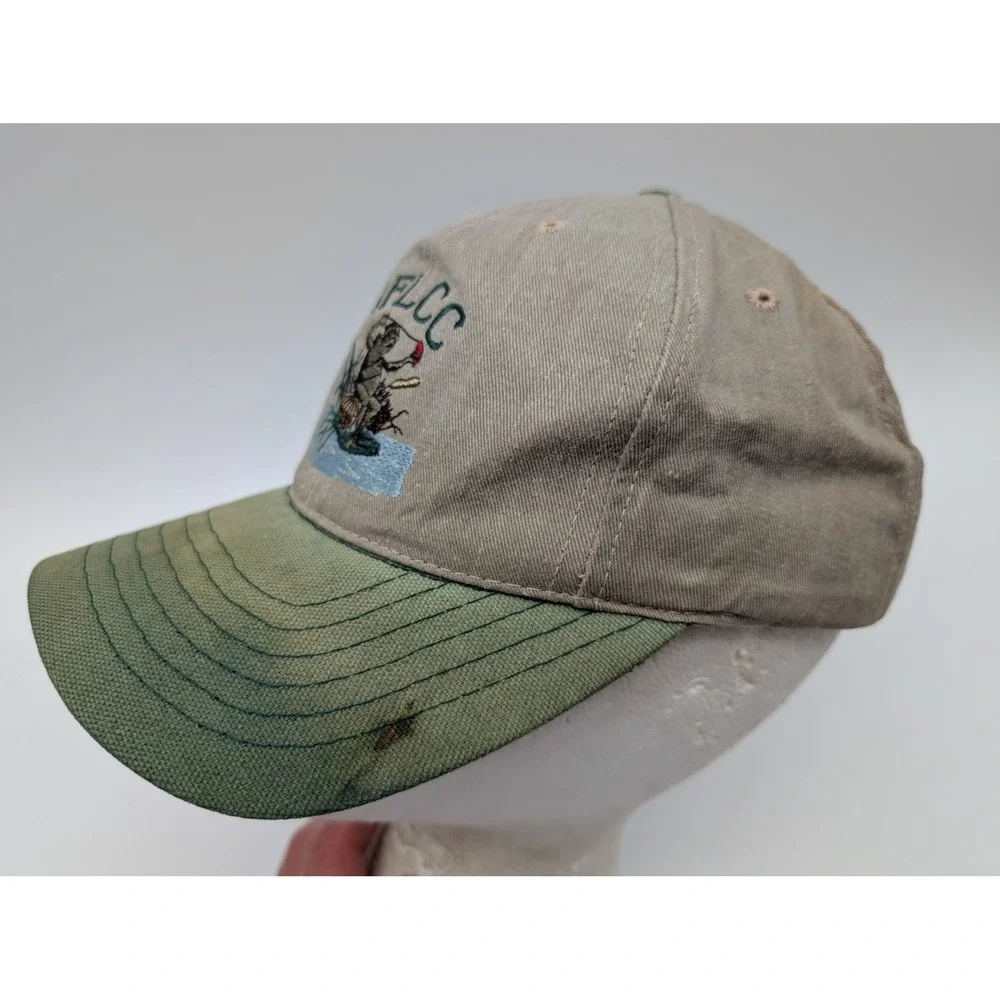 Vintage NFLCC National Fishing Lure Collectors Club Frog Hat Tan Green Strapback